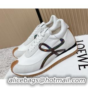 Classic Hot Loewe Flow Runner Sneakers in Nylon and Suede White/Multicolor 2026 0226046