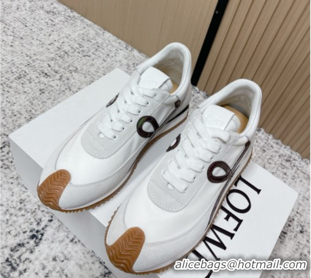 Classic Hot Loewe Flow Runner Sneakers in Nylon and Suede White/Multicolor 2026 0226046
