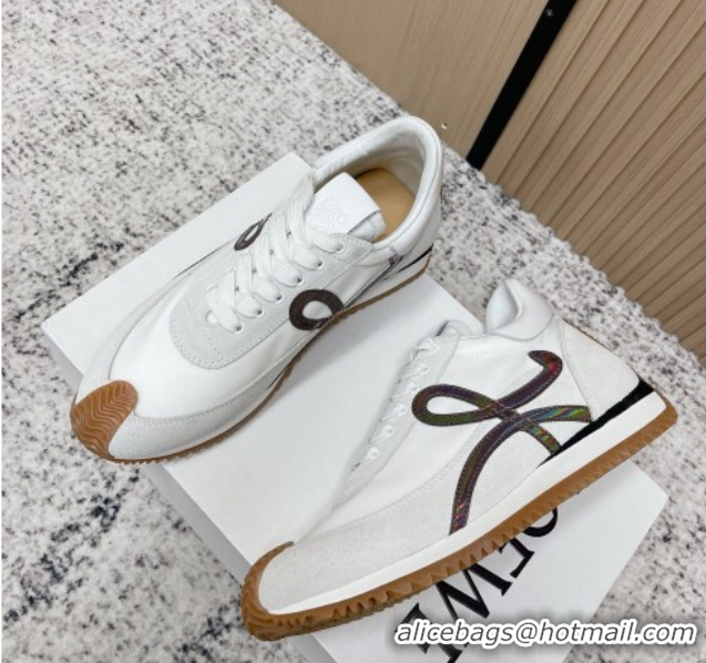 Classic Hot Loewe Flow Runner Sneakers in Nylon and Suede White/Multicolor 2026 0226046