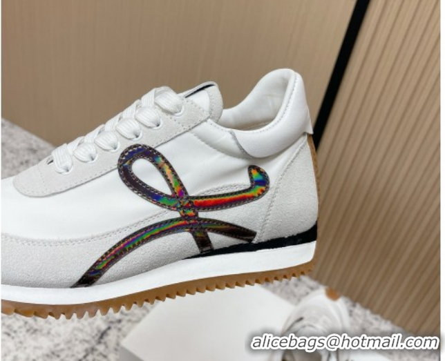 Classic Hot Loewe Flow Runner Sneakers in Nylon and Suede White/Multicolor 2026 0226046