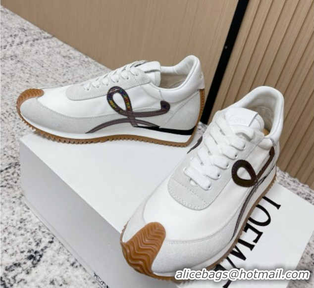 Classic Hot Loewe Flow Runner Sneakers in Nylon and Suede White/Multicolor 2026 0226046