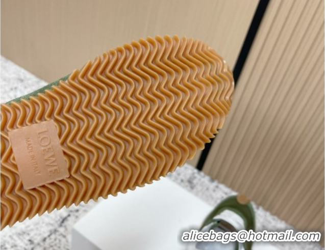 Purchase Loewe Flow Runner Sneakers in Nylon and Suede Green 0226047