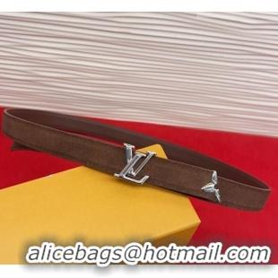 Grade Quality Louis Vuitton Pretty LV Belt 2cm in Suede and Leather M8232 Brown/Silver 2026