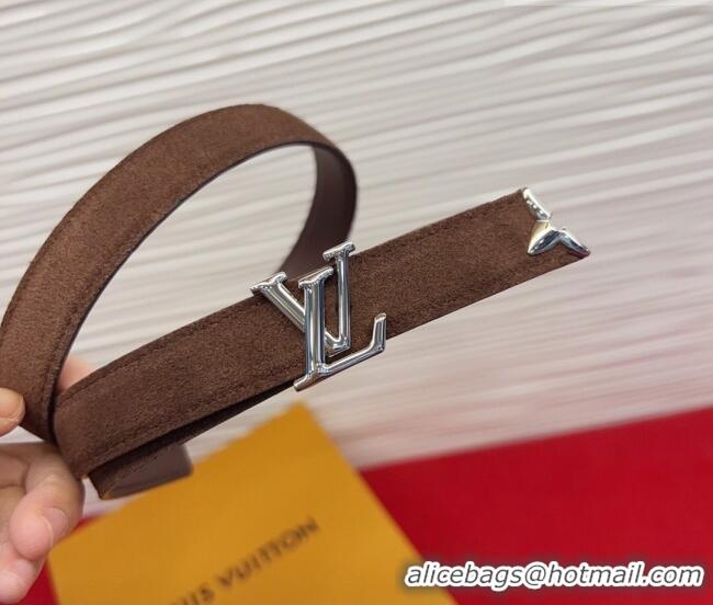 Grade Quality Louis Vuitton Pretty LV Belt 2cm in Suede and Leather M8232 Brown/Silver 2026