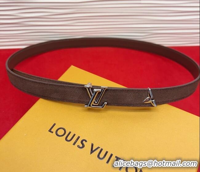 Grade Quality Louis Vuitton Pretty LV Belt 2cm in Suede and Leather M8232 Brown/Silver 2026