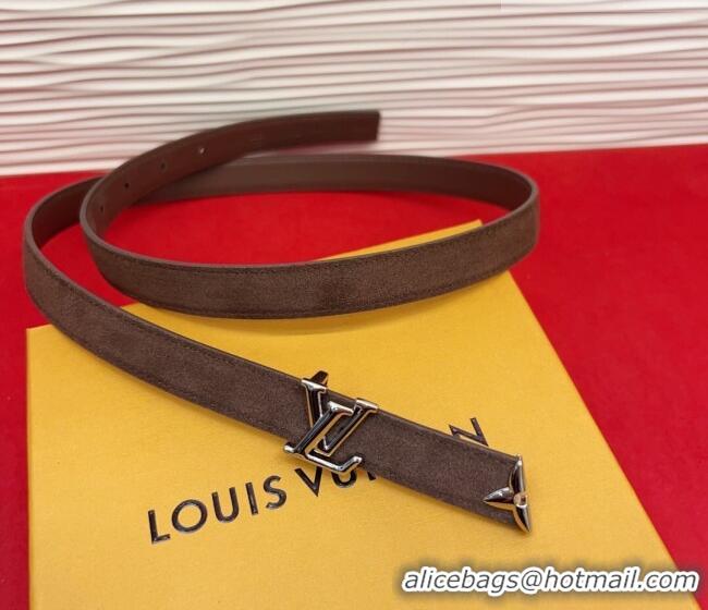 Grade Quality Louis Vuitton Pretty LV Belt 2cm in Suede and Leather M8232 Brown/Silver 2026