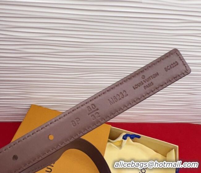 Grade Quality Louis Vuitton Pretty LV Belt 2cm in Suede and Leather M8232 Brown/Silver 2026