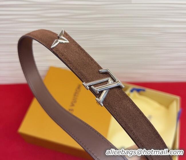 Grade Quality Louis Vuitton Pretty LV Belt 2cm in Suede and Leather M8232 Brown/Silver 2026
