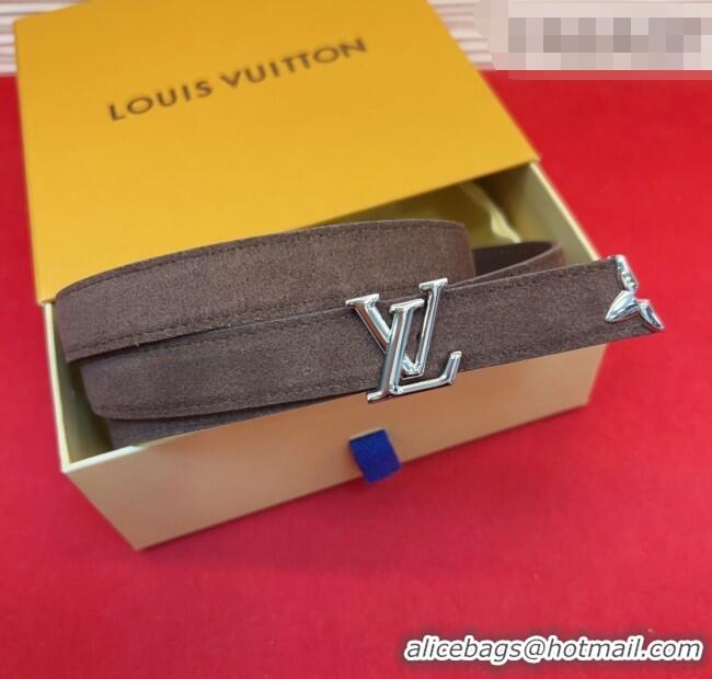 Grade Quality Louis Vuitton Pretty LV Belt 2cm in Suede and Leather M8232 Brown/Silver 2026
