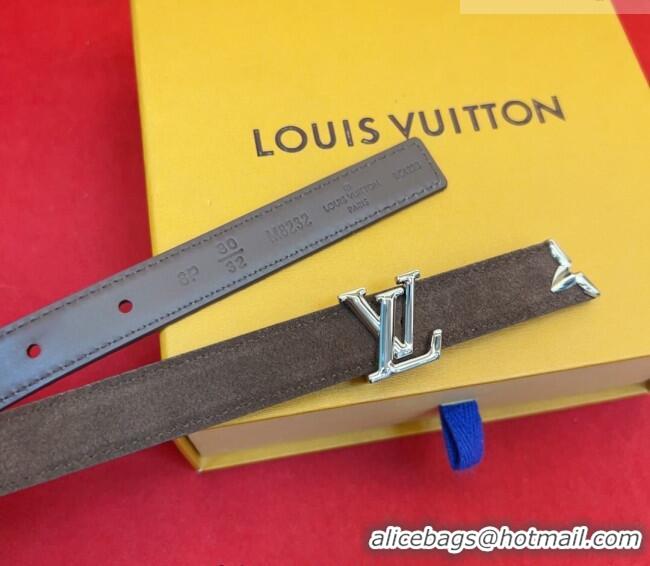 Grade Quality Louis Vuitton Pretty LV Belt 2cm in Suede and Leather M8232 Brown/Silver 2026