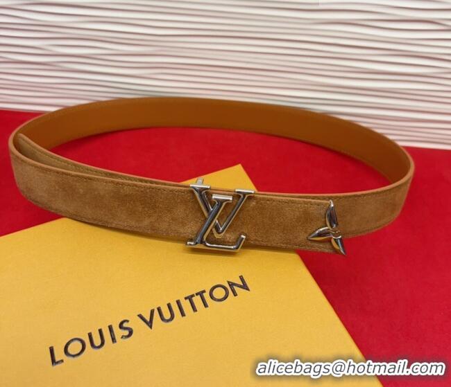 Buy Discount Louis Vuitton Pretty LV Belt 3cm in Suede and Leather M8232 Beige/Silver 2026