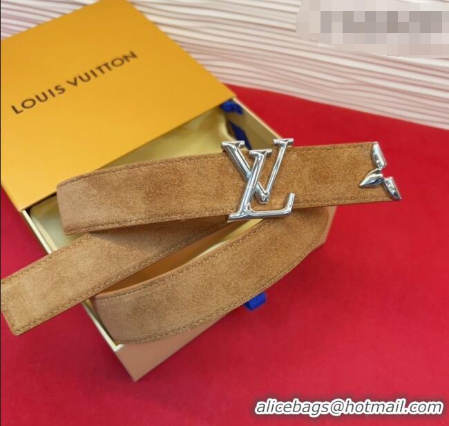 Buy Discount Louis Vuitton Pretty LV Belt 3cm in Suede and Leather M8232 Beige/Silver 2026