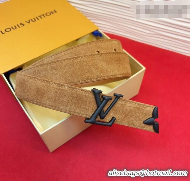 Top Design Louis Vuitton Pretty LV Belt 3cm in Suede and Leather M8232 Beige/Black 2026