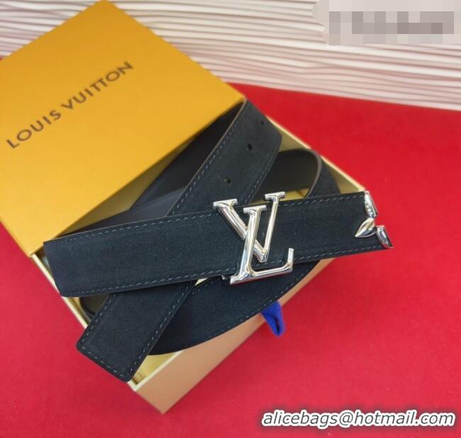 Best Product Louis Vuitton Pretty LV Belt 3cm in Suede and Leather M8232 Black/Silver 2026