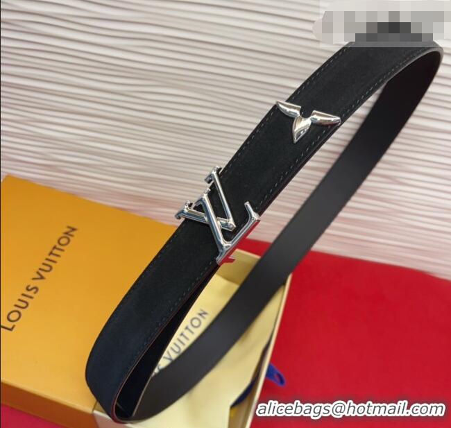 Best Product Louis Vuitton Pretty LV Belt 3cm in Suede and Leather M8232 Black/Silver 2026