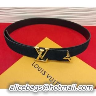 Good Quality Louis Vuitton Pretty LV Belt 3cm in Suede and Leather M8232 Black/Gold 2026