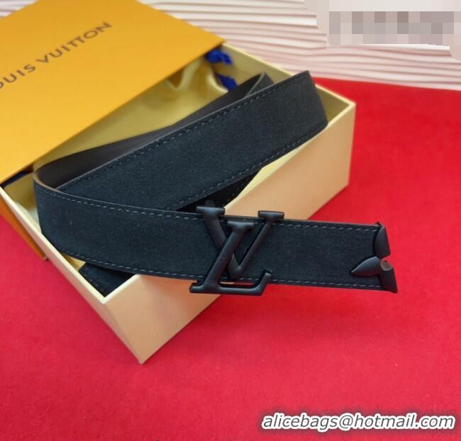 Good Quality Louis Vuitton Pretty LV Belt 3cm in Suede and Leather M8232 All Black 2026
