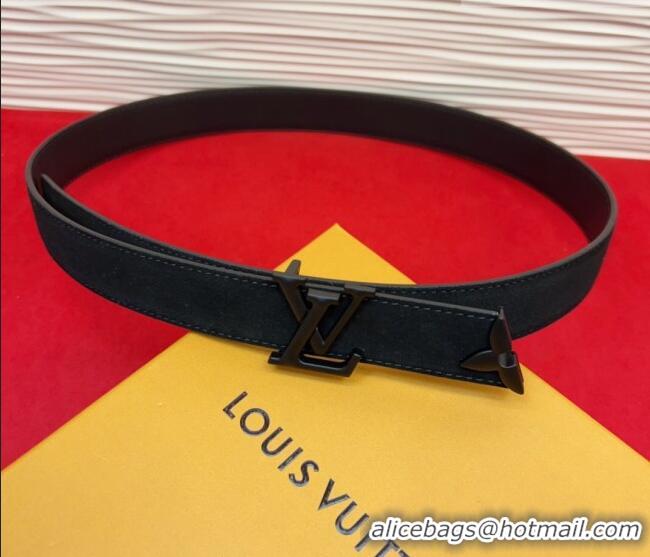 Good Quality Louis Vuitton Pretty LV Belt 3cm in Suede and Leather M8232 All Black 2026