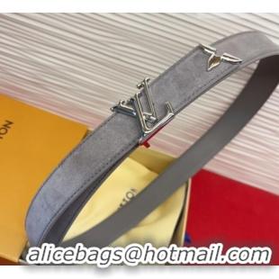 Buy Fashionable Louis Vuitton Pretty LV Belt 3cm in Suede and Leather M8232 Grey/Silver 2026