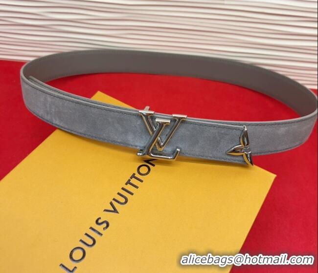 Buy Fashionable Louis Vuitton Pretty LV Belt 3cm in Suede and Leather M8232 Grey/Silver 2026