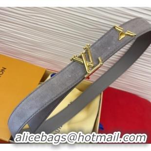 New Fashion Louis Vuitton Pretty LV Belt 3cm in Suede and Leather M8232 Grey/Gold 2026