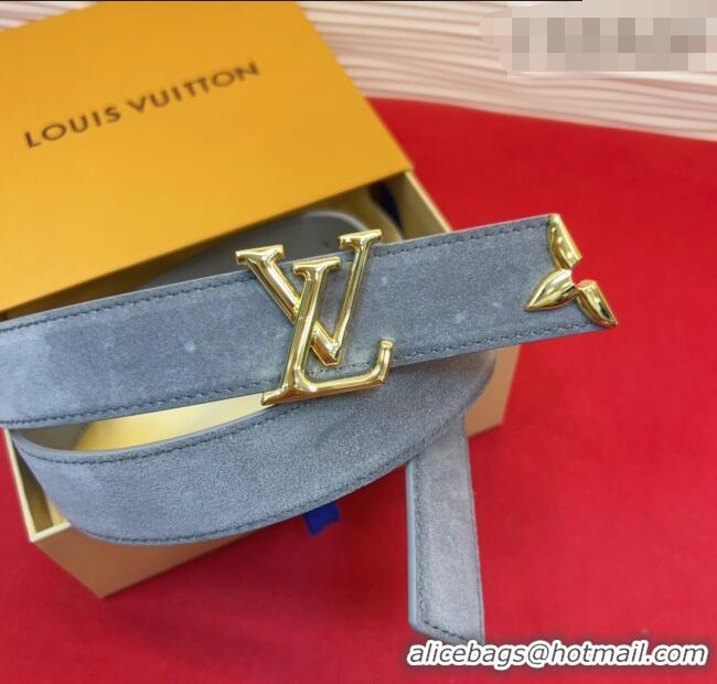 New Fashion Louis Vuitton Pretty LV Belt 3cm in Suede and Leather M8232 Grey/Gold 2026