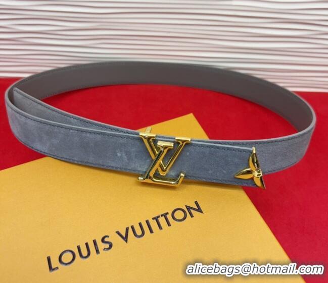 New Fashion Louis Vuitton Pretty LV Belt 3cm in Suede and Leather M8232 Grey/Gold 2026