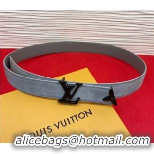 Best Grade Louis Vuitton Pretty LV Belt 3cm in Suede and Leather M8232 Grey/Black 2026