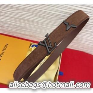 Well Crafted Louis Vuitton Pretty LV Belt 3cm in Suede and Leather M8232 Brown/Black 2026