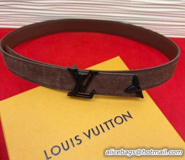 Well Crafted Louis Vuitton Pretty LV Belt 3cm in Suede and Leather M8232 Brown/Black 2026