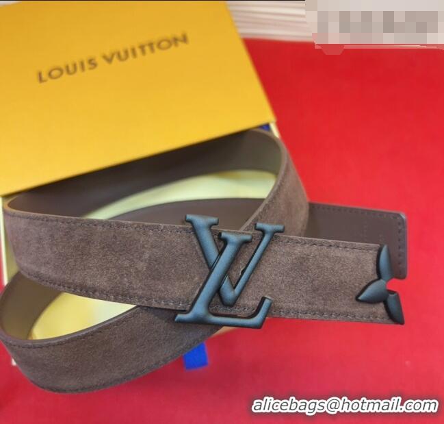 Well Crafted Louis Vuitton Pretty LV Belt 3cm in Suede and Leather M8232 Brown/Black 2026