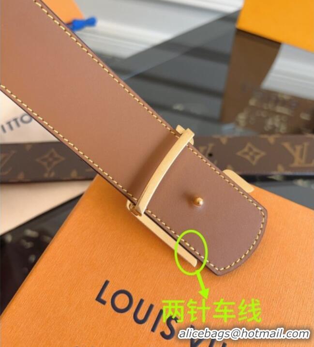 Market Sells Louis Vuitton Monogram Canvas and Leather Belt 4cm with LV Buckle LV031601 Brown 2026