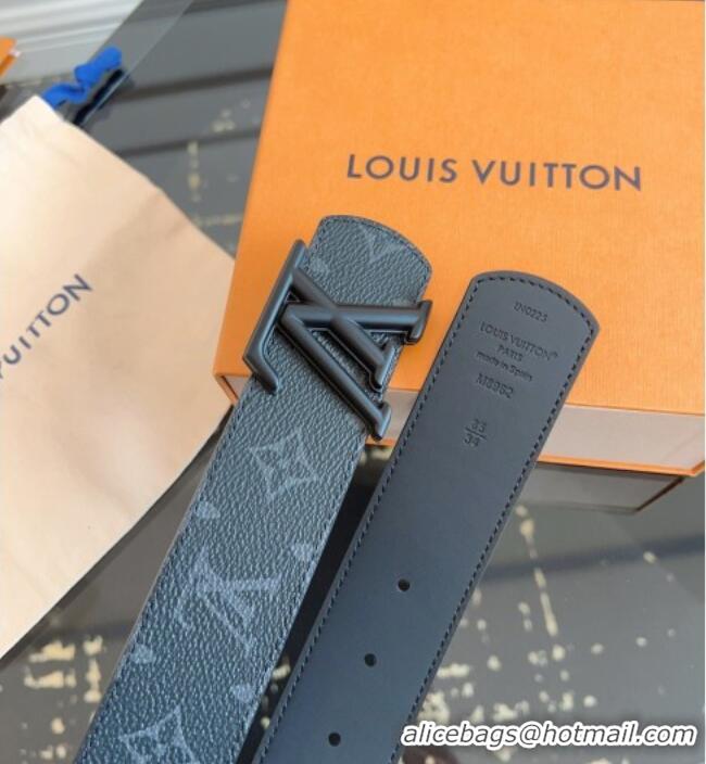 Top Quality Louis Vuitton Monogram Canvas and Leather Belt 4cm with LV Buckle LV031601 All Black 2026