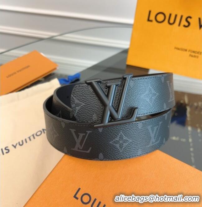 Top Quality Louis Vuitton Monogram Canvas and Leather Belt 4cm with LV Buckle LV031601 All Black 2026