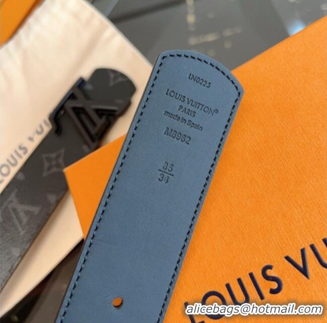 Top Quality Louis Vuitton Monogram Canvas and Leather Belt 4cm with LV Buckle LV031601 All Black 2026