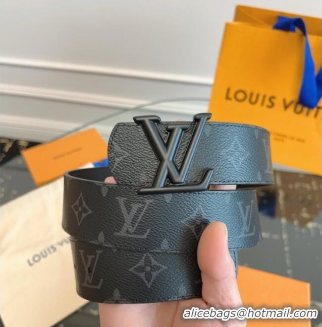 Top Quality Louis Vuitton Monogram Canvas and Leather Belt 4cm with LV Buckle LV031601 All Black 2026
