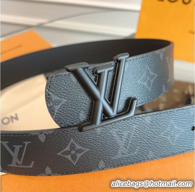 Top Quality Louis Vuitton Monogram Canvas and Leather Belt 4cm with LV Buckle LV031601 All Black 2026