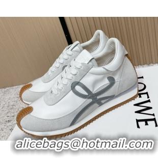 Good Quality Loewe Flow Runner Sneakers in Nylon and Suede White/Grey 0226050