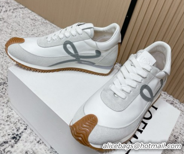 Good Quality Loewe Flow Runner Sneakers in Nylon and Suede White/Grey 0226050