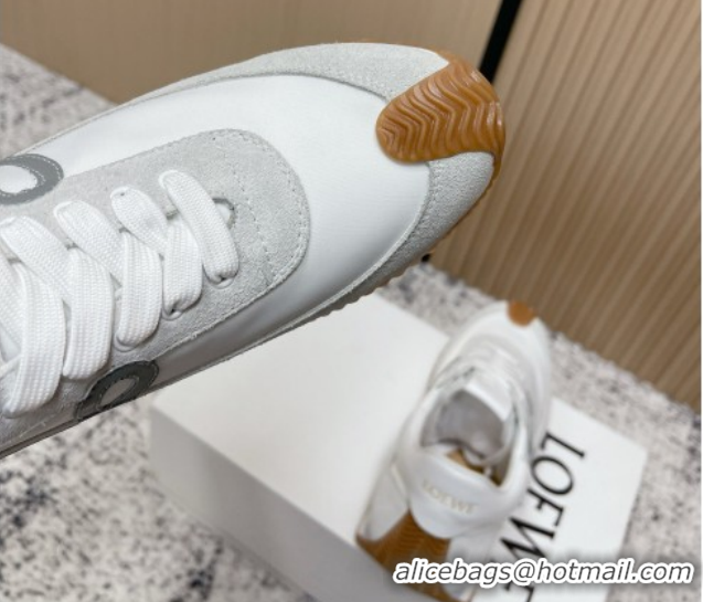 Good Quality Loewe Flow Runner Sneakers in Nylon and Suede White/Grey 0226050