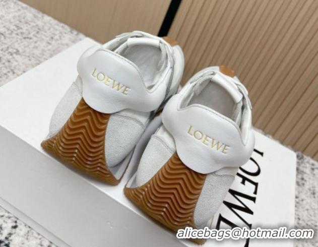 Good Quality Loewe Flow Runner Sneakers in Nylon and Suede White/Grey 0226050