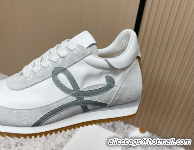 Good Quality Loewe Flow Runner Sneakers in Nylon and Suede White/Grey 0226050