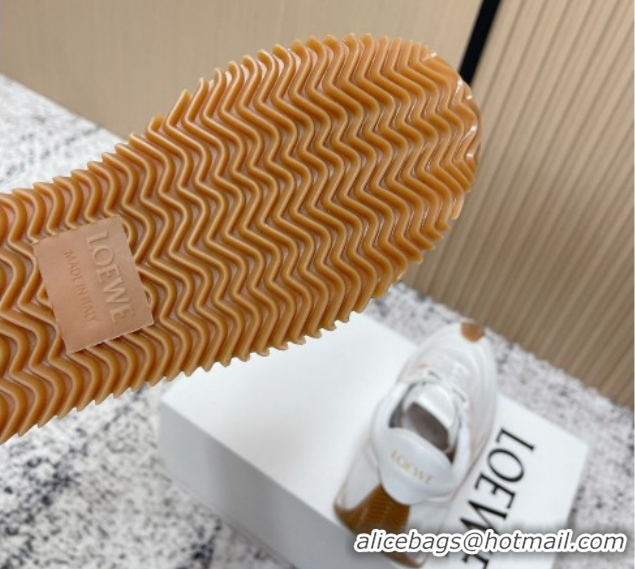 Good Looking Loewe Flow Runner Sneakers in Nylon and Suede White/Pink 0226051