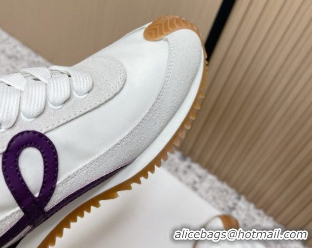 Best Grade Loewe Flow Runner Sneakers in Nylon and Suede White/Purple 0226052