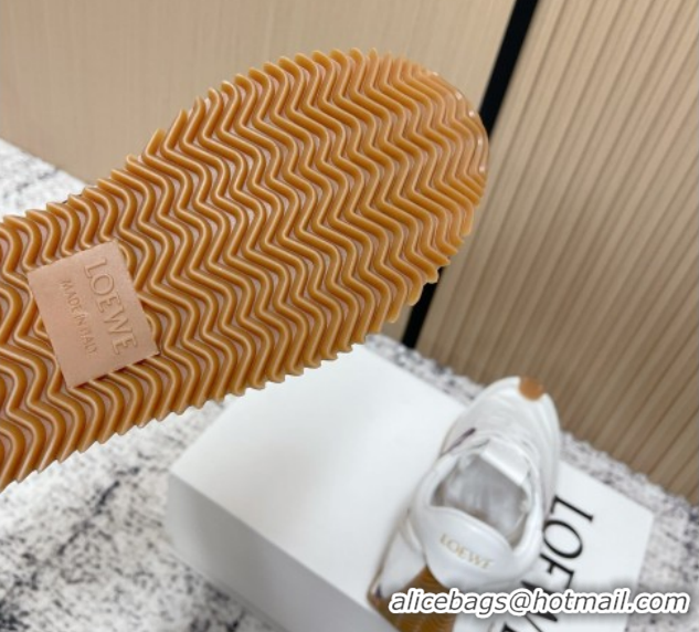 Best Grade Loewe Flow Runner Sneakers in Nylon and Suede White/Purple 0226052