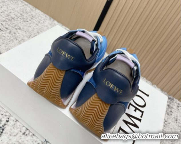 Grade Quality Loewe Flow Runner Sneakers in Nylon and Suede Light Blue 0226053