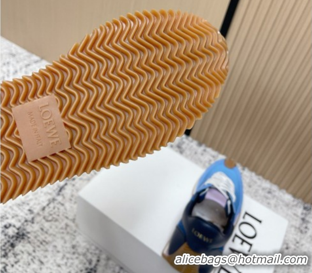 Grade Quality Loewe Flow Runner Sneakers in Nylon and Suede Light Blue 0226053