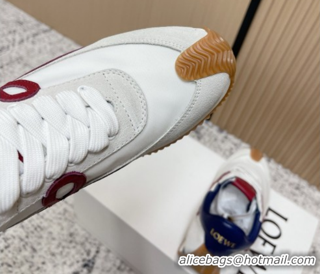 Top Grade Loewe Flow Runner Sneakers in Nylon and Suede White/Blue 0226054