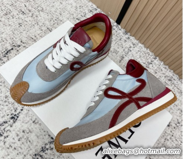 Popular Style Loewe Flow Runner Sneakers in Nylon and Suede Blue/Grey 0226055