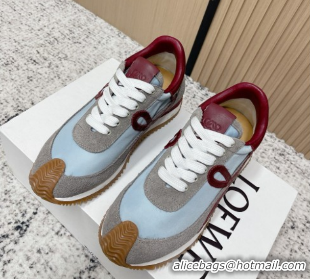 Popular Style Loewe Flow Runner Sneakers in Nylon and Suede Blue/Grey 0226055
